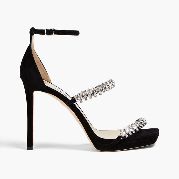 New JIMMY CHOO Bing 105 crystal-embellished suede platform sandals $1,695 - Picture 3 of 14